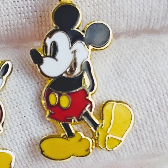 Disney Mickey Mouse Dangle Enamel Earrings Red Shorts Yellow Shoes - Picture 3 of 8